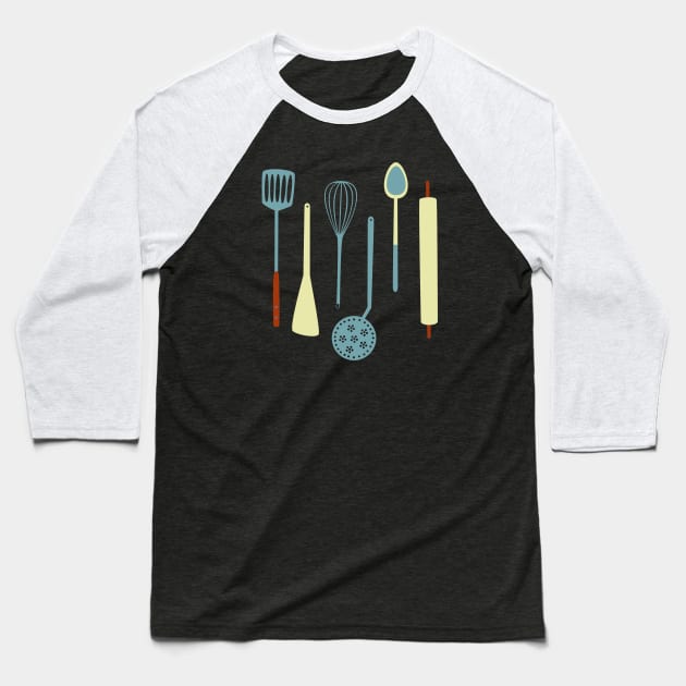 Vintage Kitchen Utensils for Cooks Baseball T-Shirt by NicSquirrell